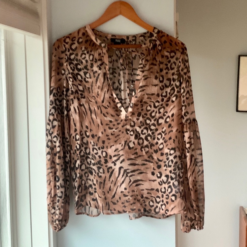 Leopard Print Sheer Blouse